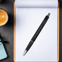 Business logo black white name phone pen
