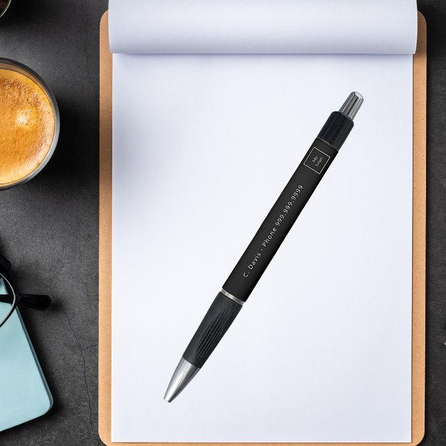 Business logo black white name phone  pen (Creator Uploaded)