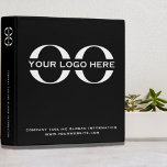 Business Logo Black White Professional 3 Ring Binder<br><div class="desc">Simple black and white business template in modern minimalist style that can be easily updated with your company logo and text. Designed with a horizontal logo banner image (2560 x 1440 px), you can customize by changing the text and image using the fields provided, or use the "message" button to...</div>