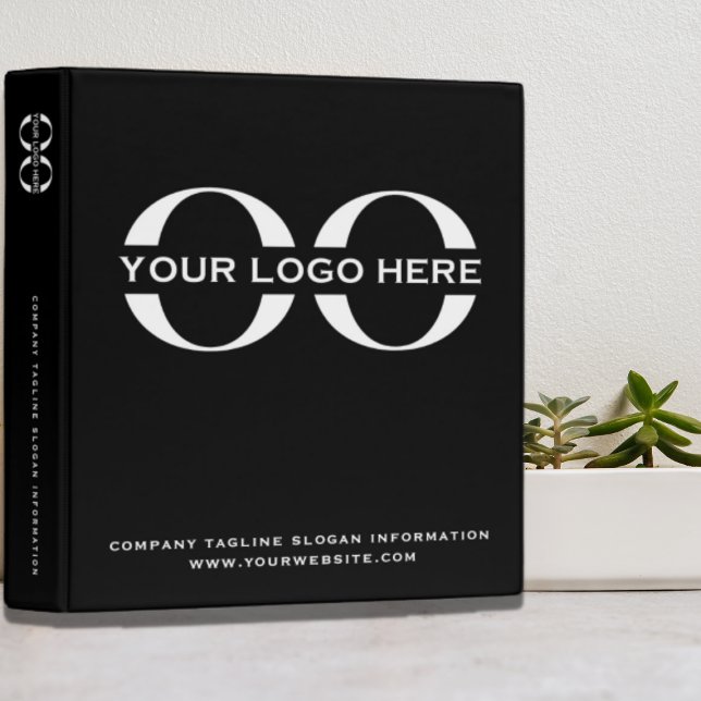 Business Logo Black White Professional 3 Ring Binder (Creator Uploaded)