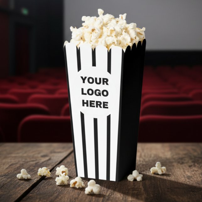 Business Logo Black & White Striped Movie Popcorn Favor Boxes (Business Logo Black & White Striped Movie Popcorn Favor Boxes
)