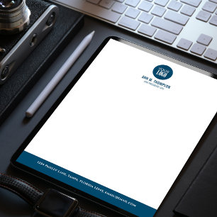 Business Logo Blue and White Simple Letterhead