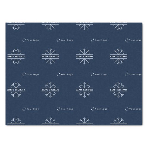 Business Logo Blue Christmas Snowflake Tissue Paper