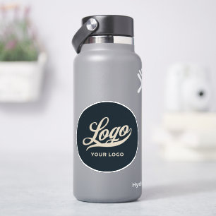 Business Logo + Blue Circle Water Bottle Sti Sticker