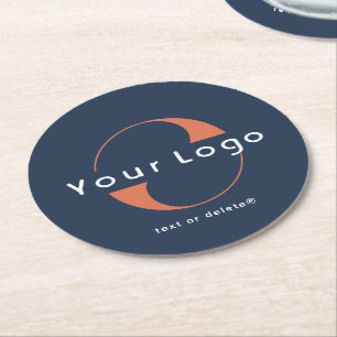Business logo, Blue Company brand Promotional Round Paper Coaster