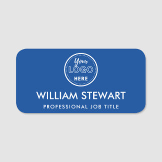 Business Logo Blue Employee Staff Name Tag