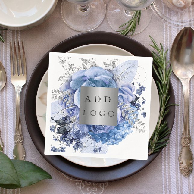 Business logo blue florals napkins (Creator Uploaded)
