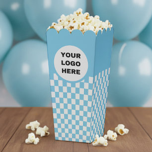 Business Logo Blue & White Checkerboard Movie Favor Boxes