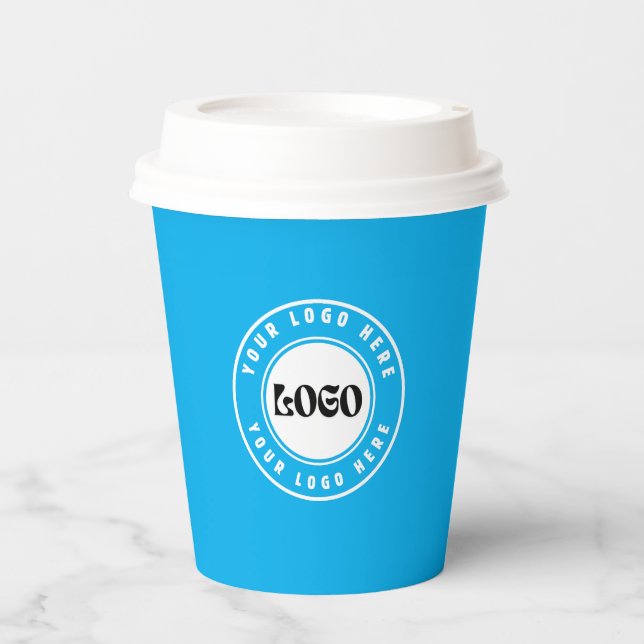 Business LOGO blue &white Professional   Paper Cups (Front)