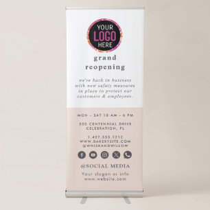 Business Logo Blush & Gold Whisk Bakery Retractable Banner