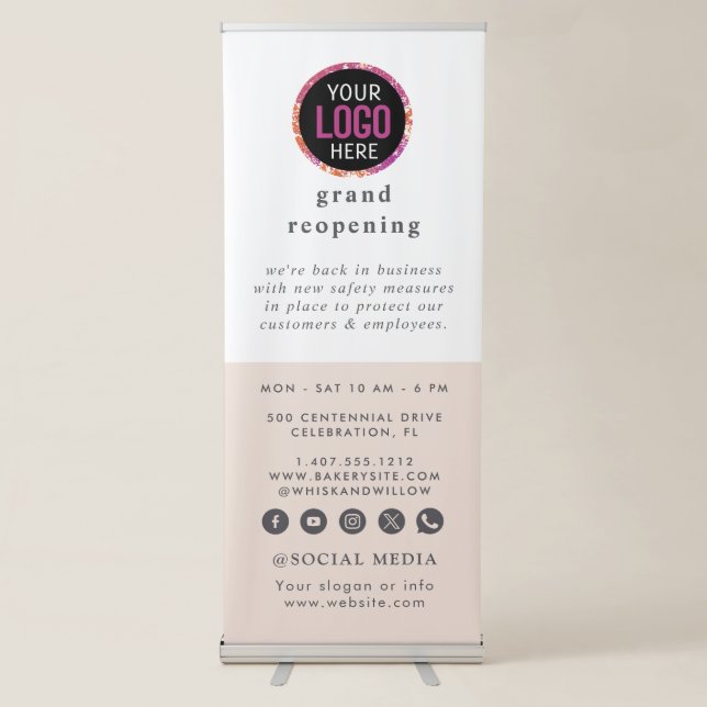 Business Logo Blush & Gold Whisk Bakery  Retractable Banner (Front)