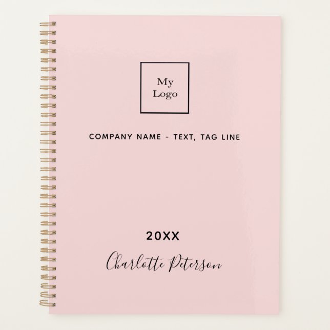 Business logo blush pink elegant monogram 2026 planner (Front)