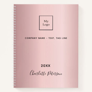 Business logo blush pink elegant monogram notebook