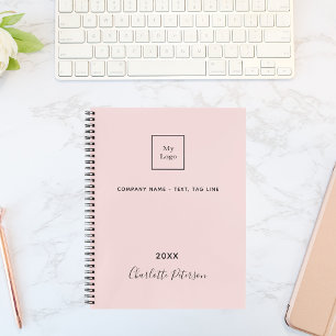 Business logo blush pink elegant monogram notebook