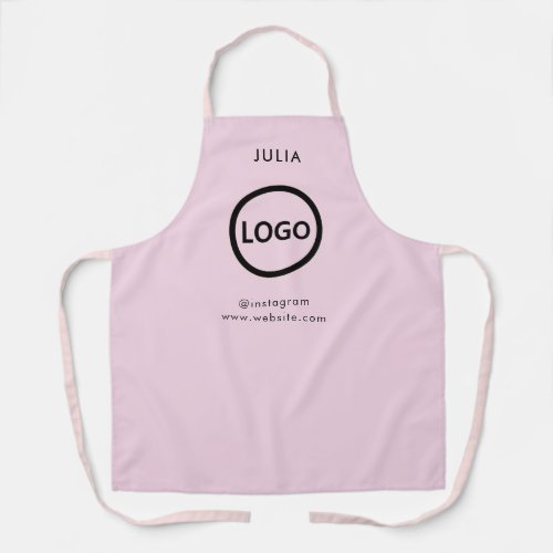 Business Logo  Blush Pink Employee Staff Name Apron