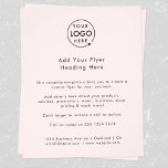 Business Logo | Blush Pink Minimalist Advertising Flyer<br><div class="desc">A simple custom blush pink business flyer template in a modern minimalist style which can be easily updated with your company logo, contact details and custom flyer text. The perfect solution for any business to include details of your products, services, promotions event pricing and much more! If you need any...</div>