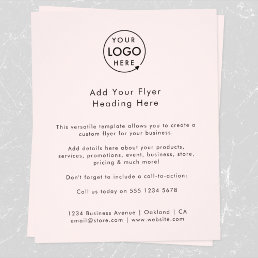 Business Logo | Blush Pink Minimalist Advertising Flyer