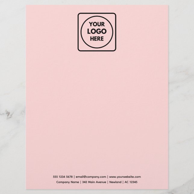 Business Logo | Blush Pink Modern Minimalist Letterhead (Front)