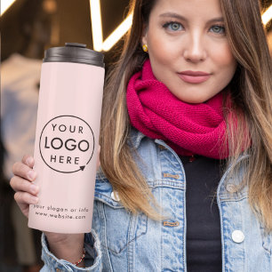 Business Logo   Blush Pink Modern Minimalist Thermal Tumbler