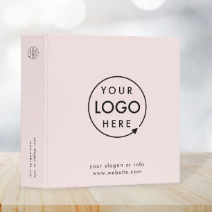 Business Logo Blush Pink Modern Professional 3 Ring Binder