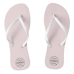 Business Logo Blush Pink Modern Promotional Flip Flops
