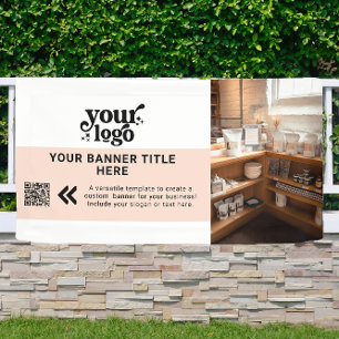 Business Logo Blush Pink Modern QR Code Photo Banner