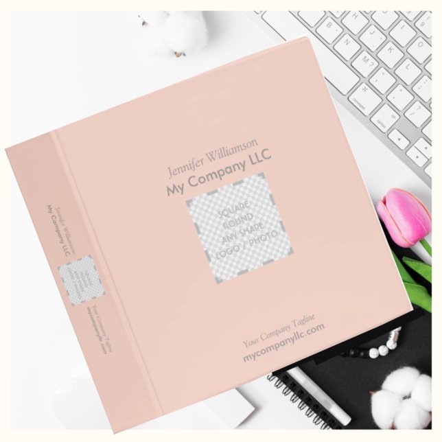 Business Logo Blush Pink Modern Simple Profesional 3 Ring Binder (Creator Uploaded)