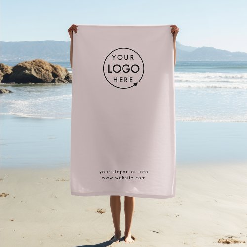 Business Logo  Blush Pink Professional Modern Beach Towel