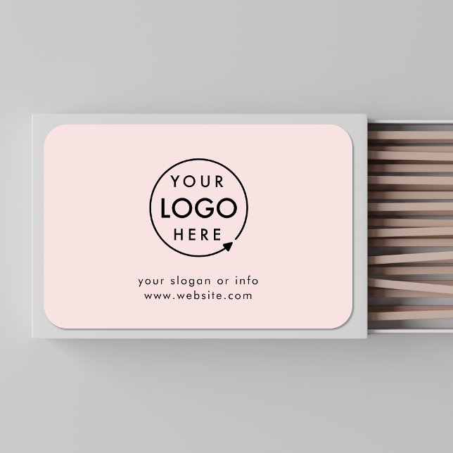 Business Logo Blush Pink Professional Promotional Matchboxes (Blush pink company branded feminine matchboxes for small business promotion & events.)