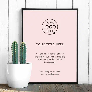 Business Logo Blush Pink Promotional Professional Poster