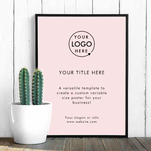 Business Logo Blush Pink Promotional Professional Poster