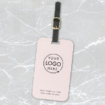 Business Logo | Blush Pink Promotional Travel Luggage Tag<br><div class="desc">A simple custom blush pink business luggage tag template in a modern minimalist style which can be easily updated with your company logo,  slogan and business details. #luggagetag #logo #business #travel</div>