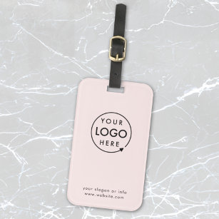 Business Logo   Blush Pink Promotional Travel Luggage Tag