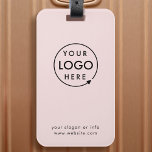 Business Logo | Blush Pink Promotional Travel Luggage Tag<br><div class="desc">A simple custom blush pink business luggage tag template in a modern minimalist style which can be easily updated with your company logo,  slogan and business details. #luggagetag #logo #business #travel</div>