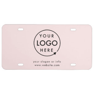 Business Logo   Blush Pink Simple Professional License Plate