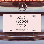 Business Logo | Blush Pink Simple Professional License Plate<br><div class="desc">A simple custom blush pink business car license plate template in a modern minimalist style which can be easily updated with your company logo and details.</div>