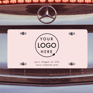 Business Logo   Blush Pink Simple Professional License Plate