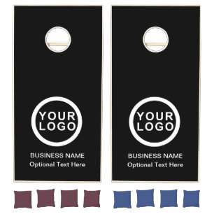 Business Logo Brand Black Cornhole Set