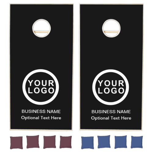 Business Logo Brand Black Cornhole Set