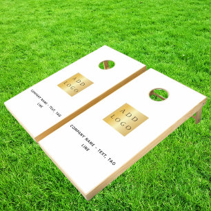 Business logo brand color text minimalist cornhole set