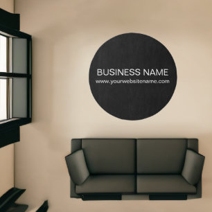 Business Logo Brand Name Modern Black Round Rug