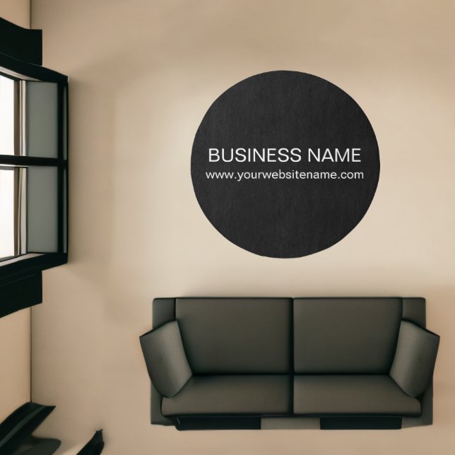 Business Logo | Brand Name Modern Black Round Rug (Insitu (Indoor 1))
