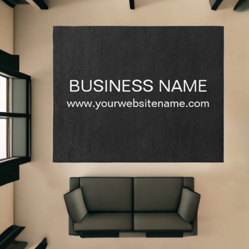 Business Logo  Brand Name Modern Black  Rug