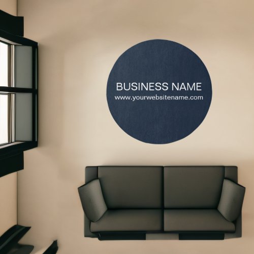 Business Logo  Brand Name Modern Navy Blue Round Rug