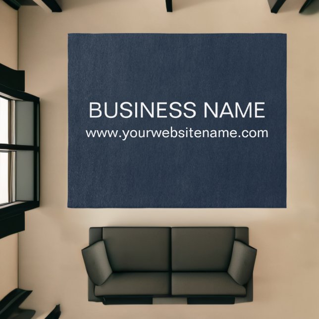 Business Logo | Brand Name Modern Navy Blue Rug (Insitu (Indoor 1))