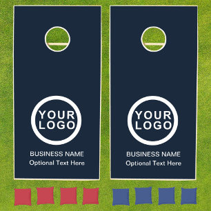 Business Logo Brand Navy Blue Cornhole Set