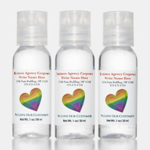 Business Logo Brand Promotional Rainbow Heart Hand Sanitizer