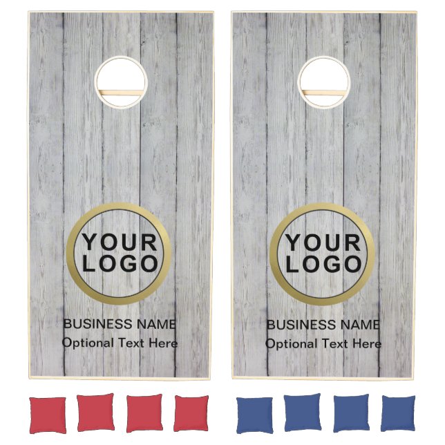 Business Logo Brand Rustic Wood Cornhole Set (Set)