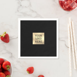 Business Logo Branded Company Promotional Black Napkins