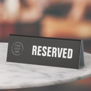 Business Logo Branded Custom Reserved Sign, Table Tent